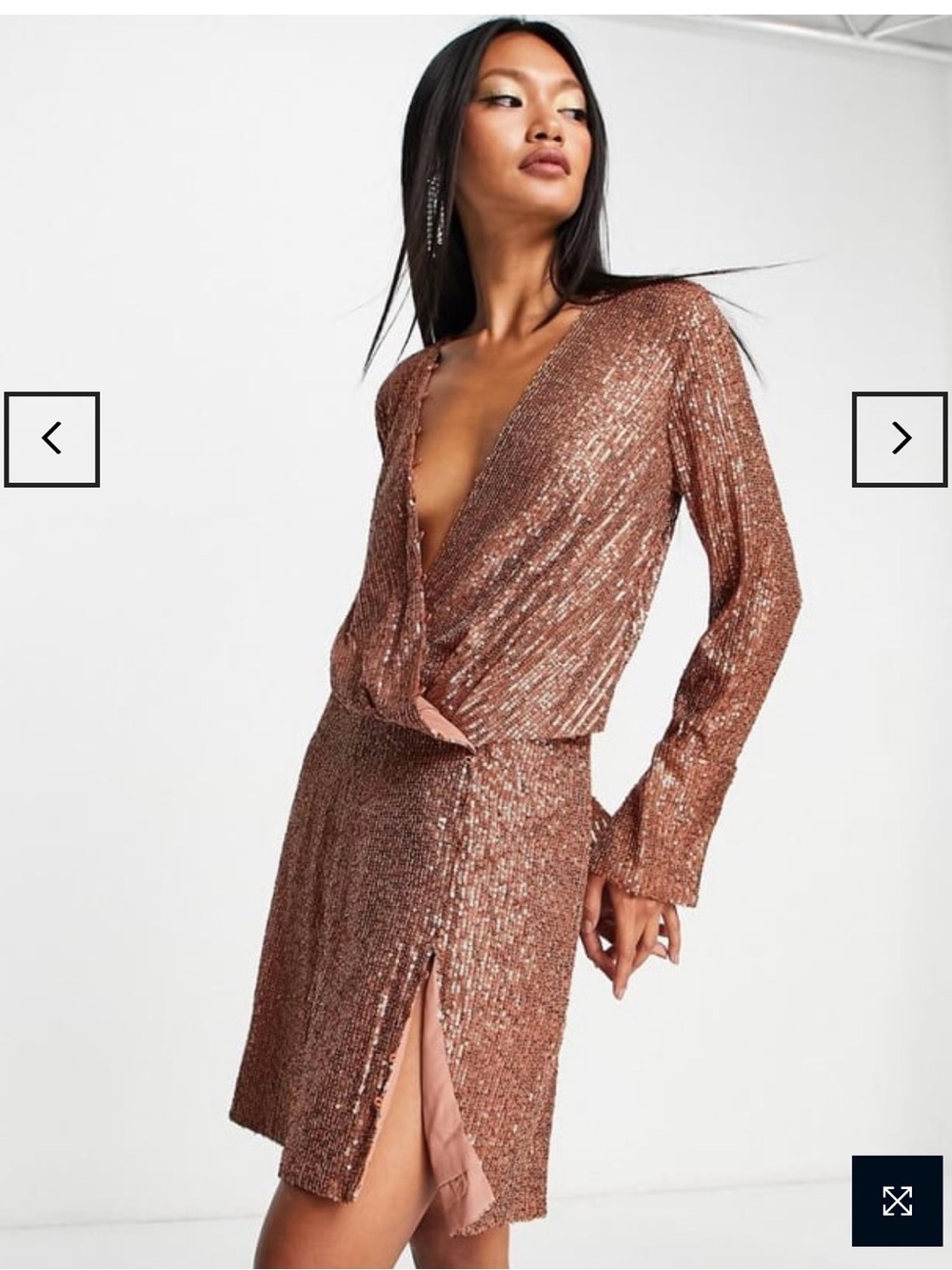 ASOS Curve Rose Gold Sequin Wrap Dress